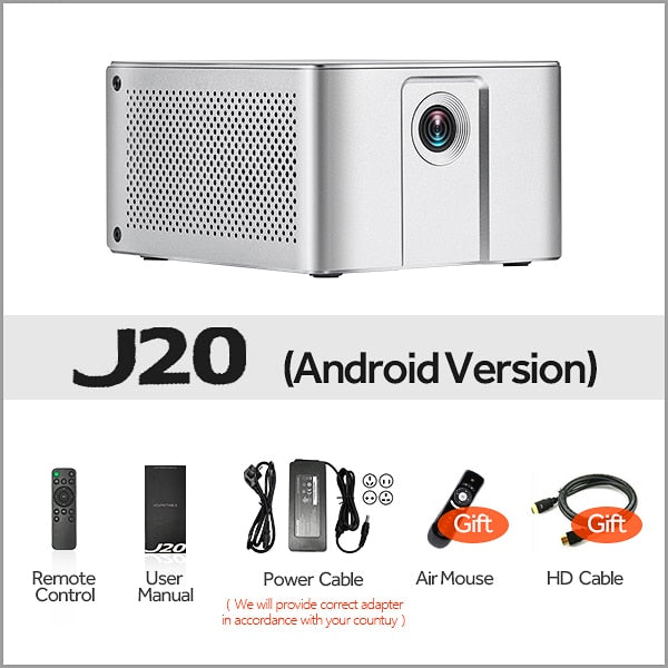 AUN Full HD Projector J20, 1920*1080P, Android WIFI, 10000mAH Battery, Portable DLP Projector. Support 4K 3D Beamer